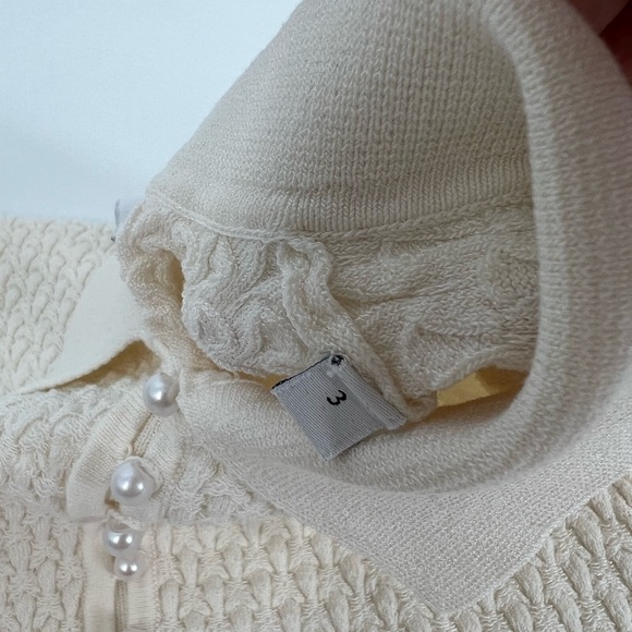 Sandro Cream Esmia knitted polo top with pearl front size 3 / large - Picture 6 of 7